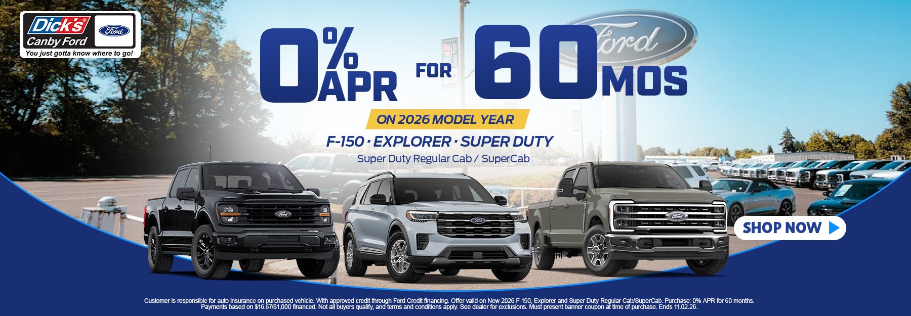  0% APR FOR 60 MOS