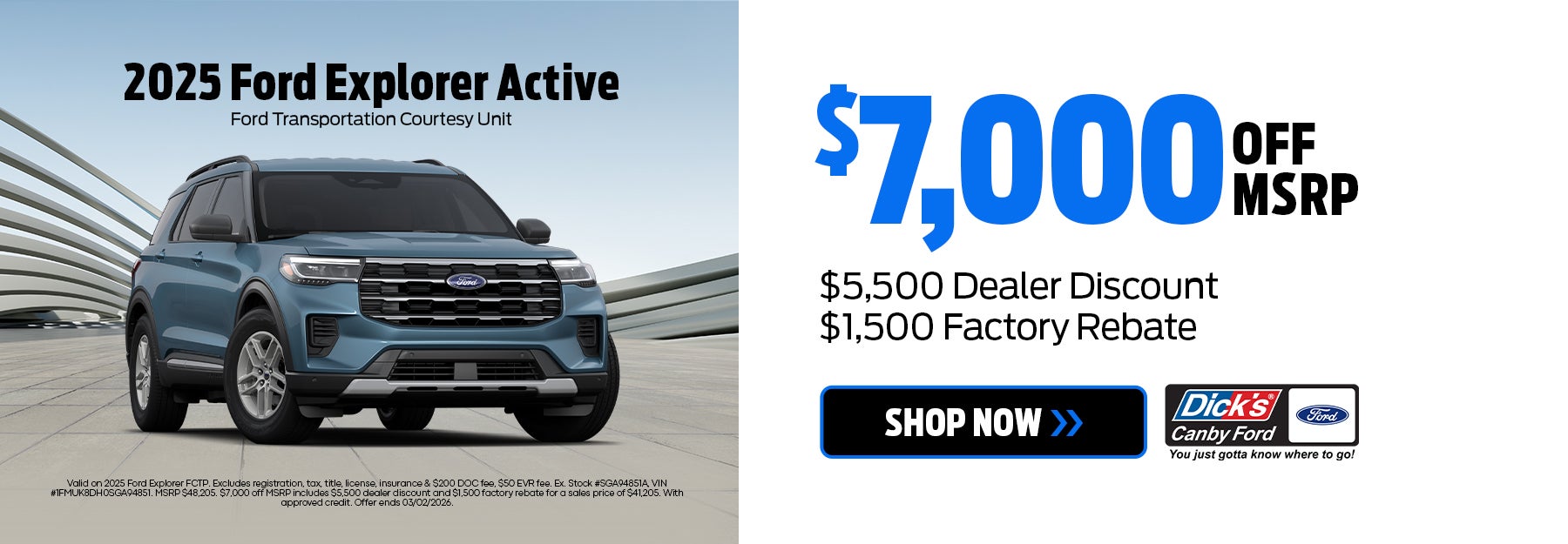$7000 Off MSRP On 2025 Ford Explorer Active